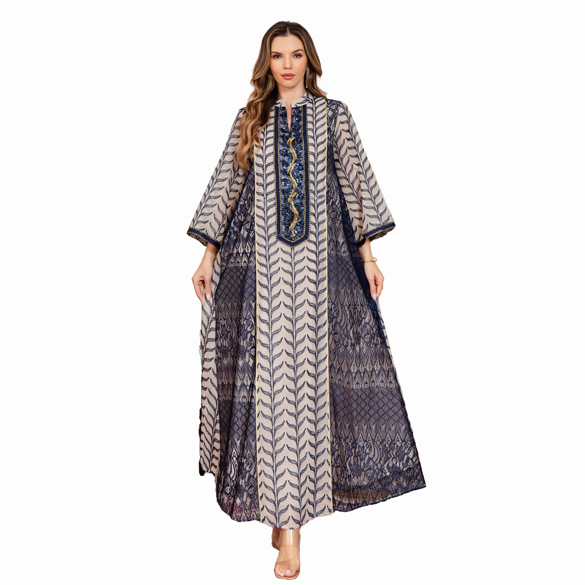 Mesh Embroidered Maxi Dress