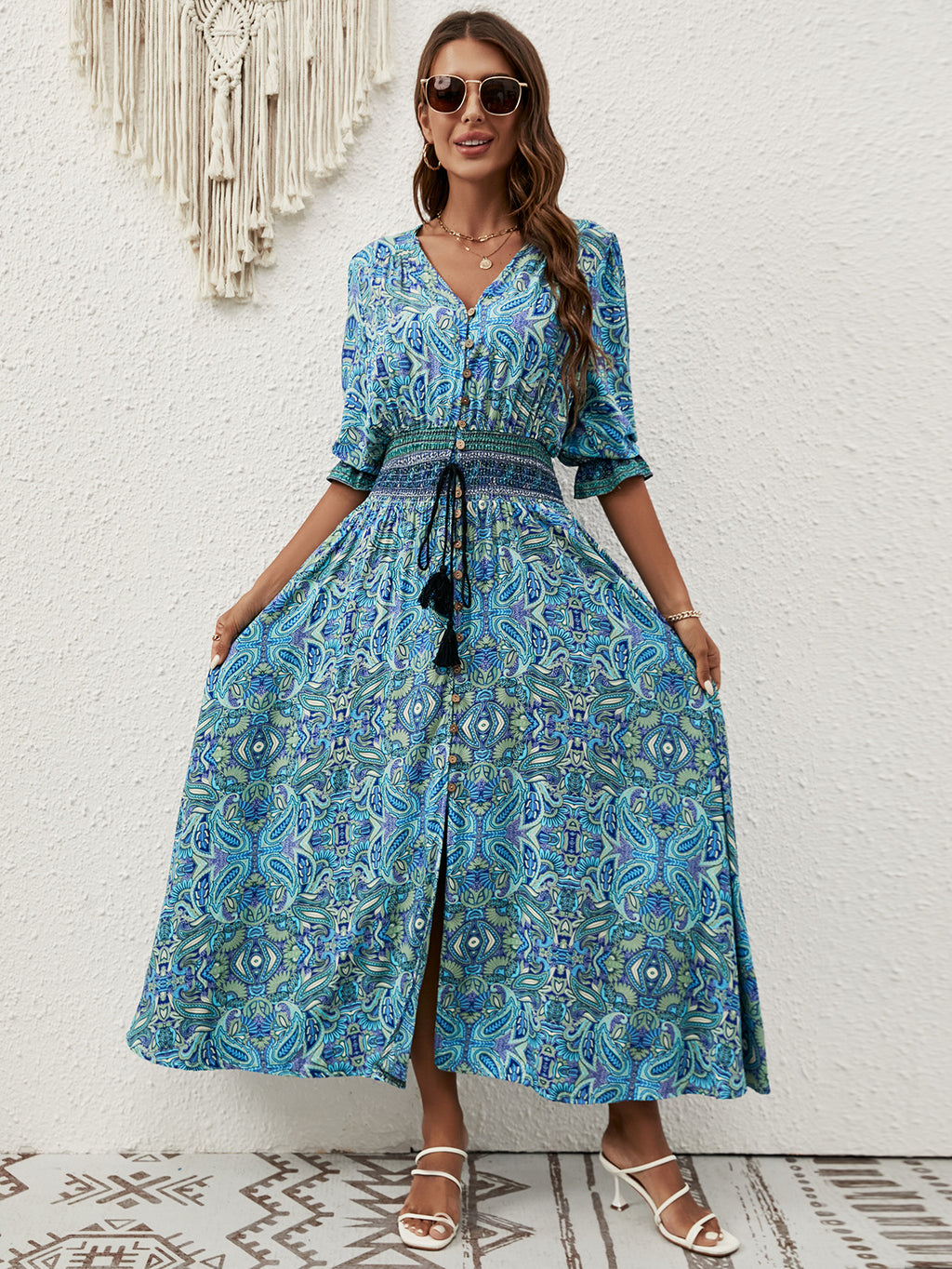 Printed A-Line Maxi Dress