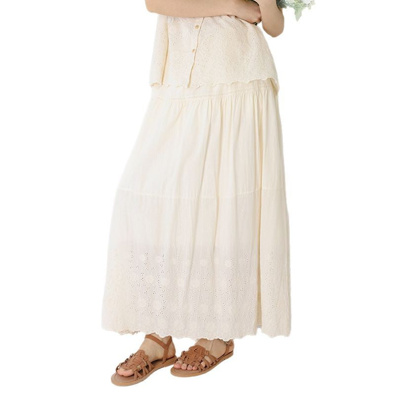 Double-Layered A-Line Maxi Skirt for Women, One Size