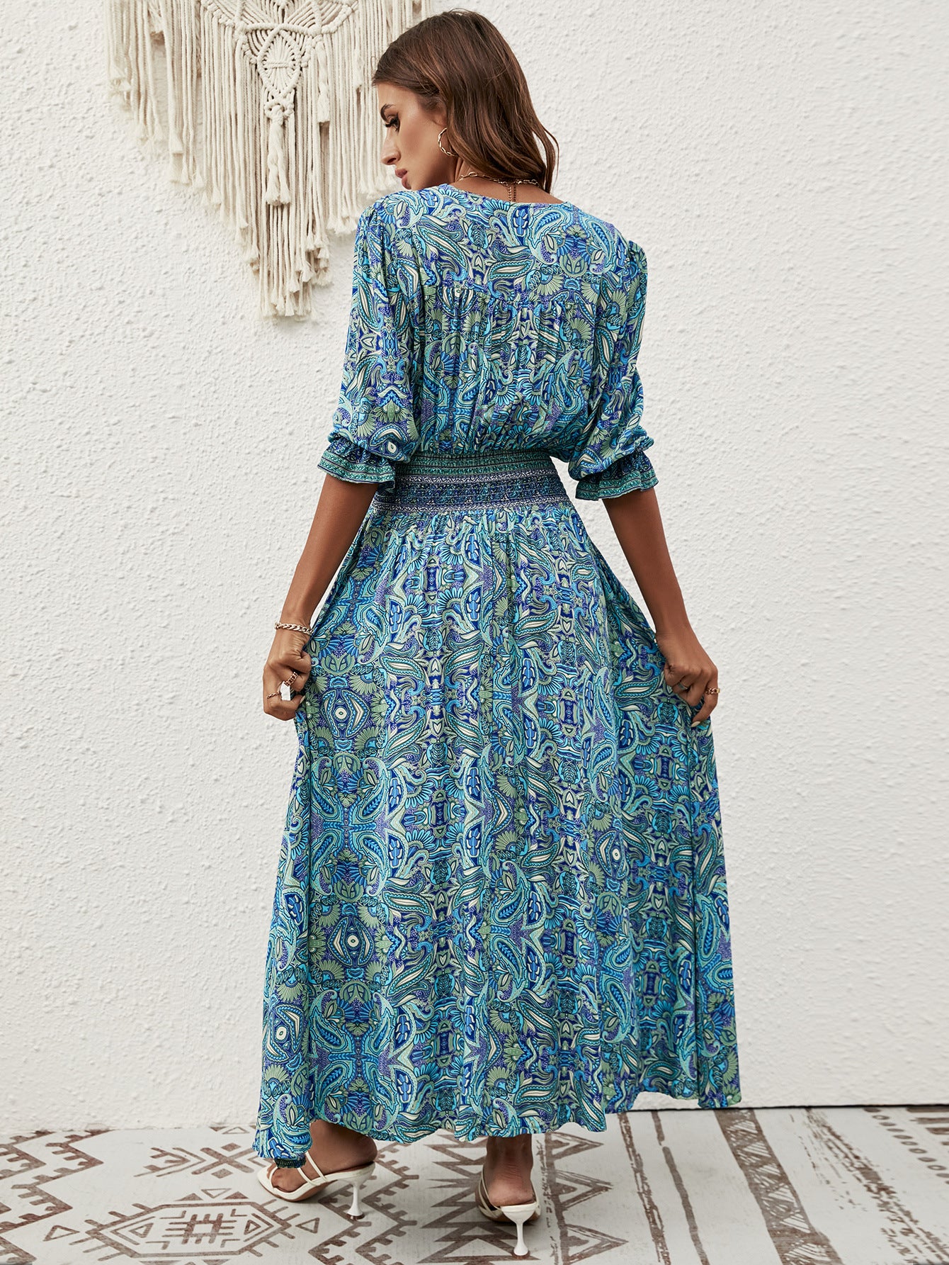 Printed A-Line Maxi Dress