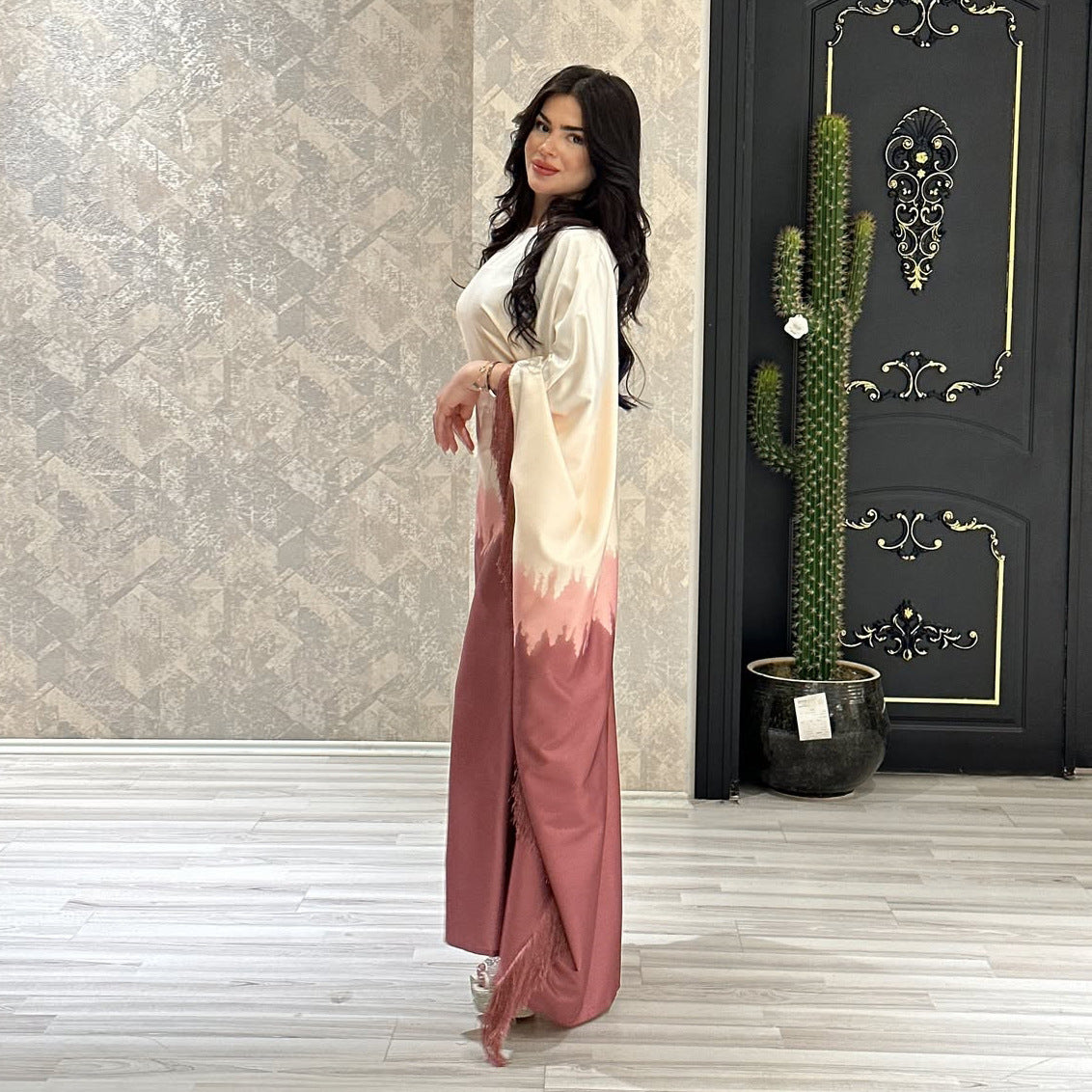 Fringe Print Maxi Dress