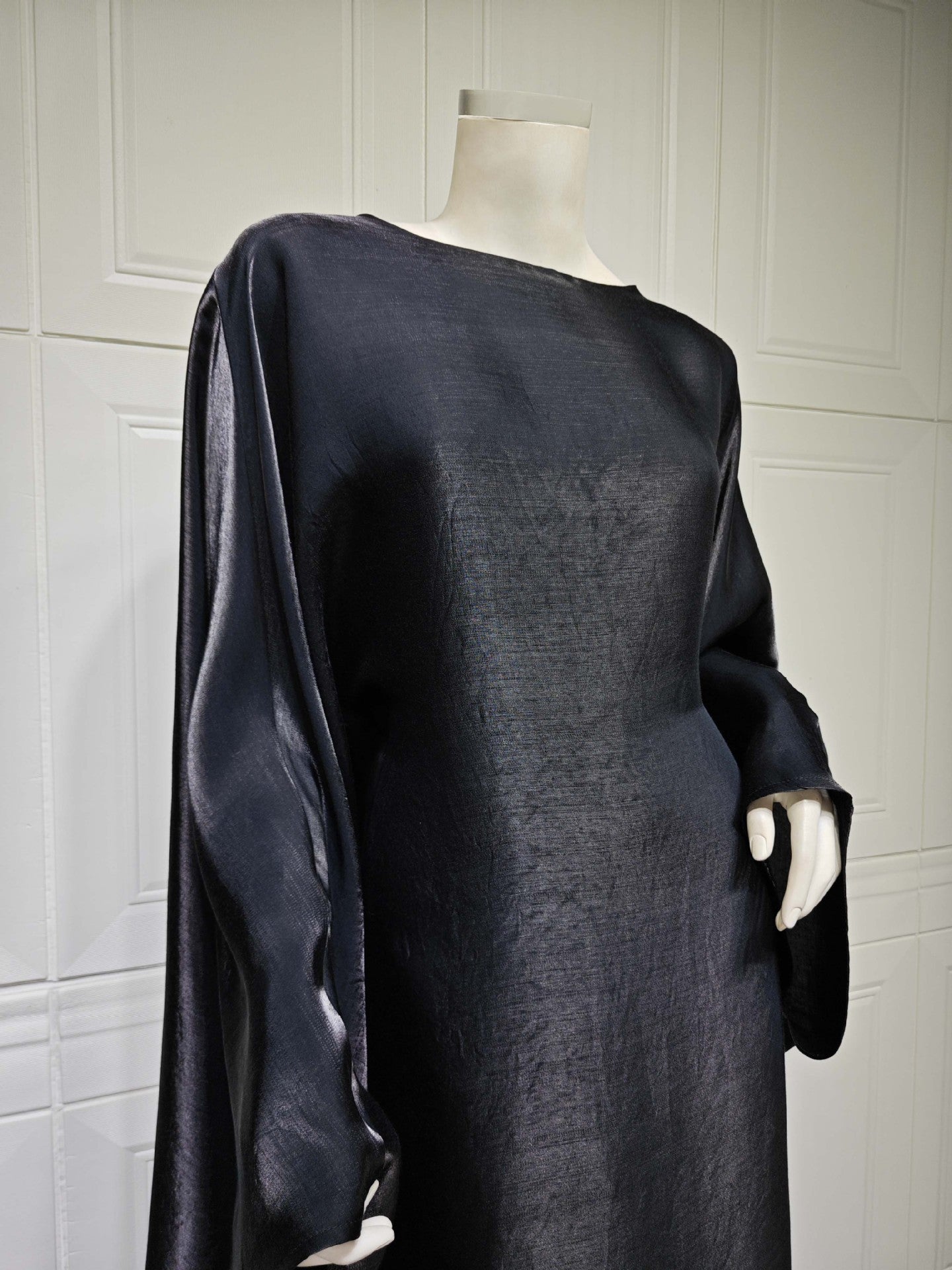 Shiny Satin Belted Maxi Dress