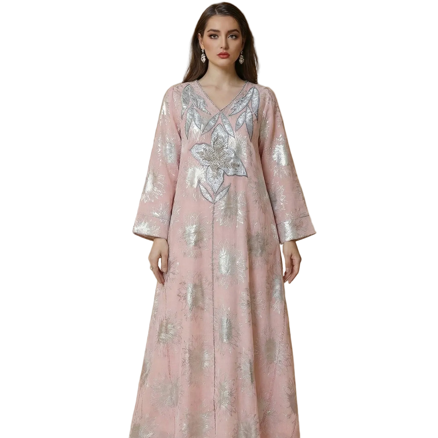 Printed Abaya Robe Maxi Dress Hoofdafbeelding