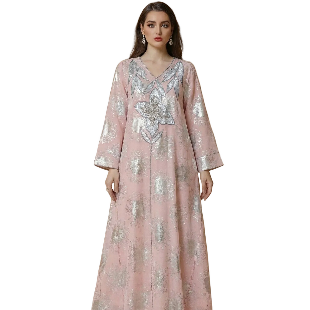 Printed Abaya Robe Maxi Dress for women with long sleeves