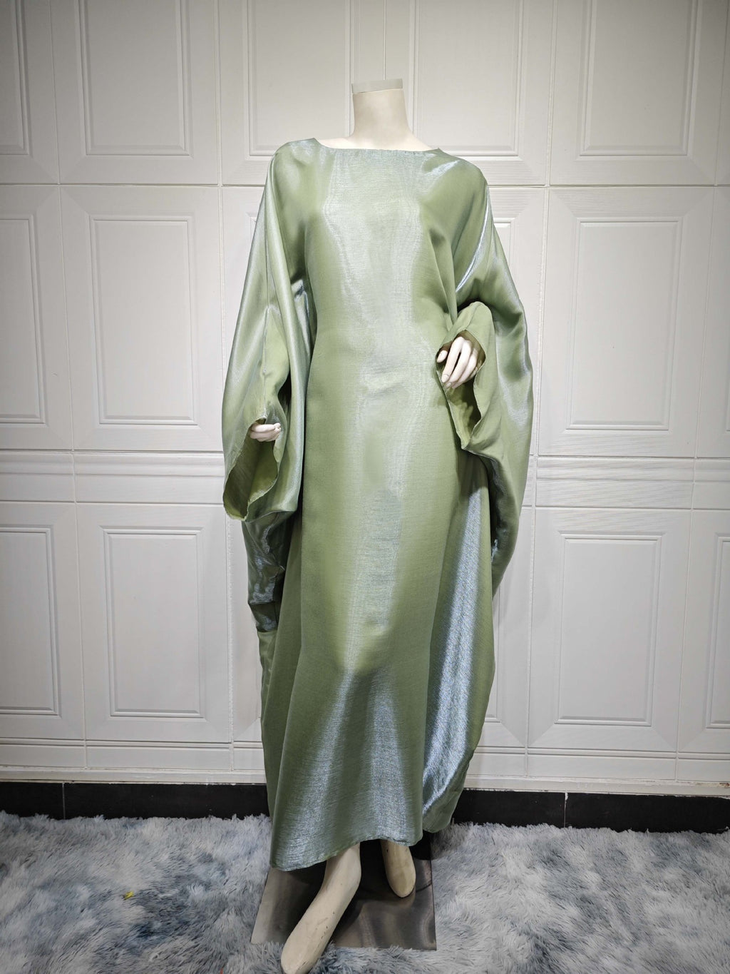Shiny Satin Belted Maxi Dress