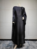 Shiny Satin Belted Maxi Dress