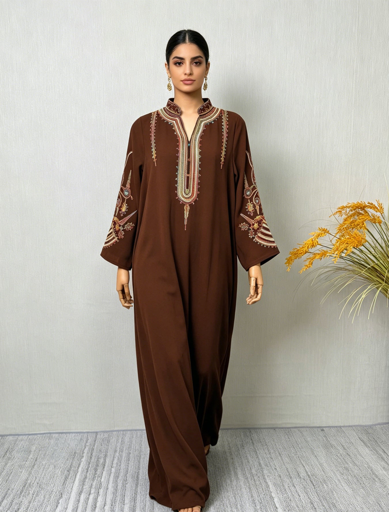 Embroidered Robe Dress