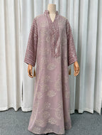 Embroidered Floral Maxi Dress, Long Sleeve