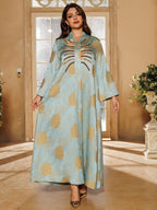 Embroidered V-Neck Maxi Dress