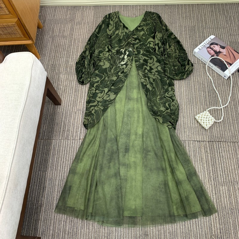 Woven Burnout Floral Printed Casual Dress for Women
