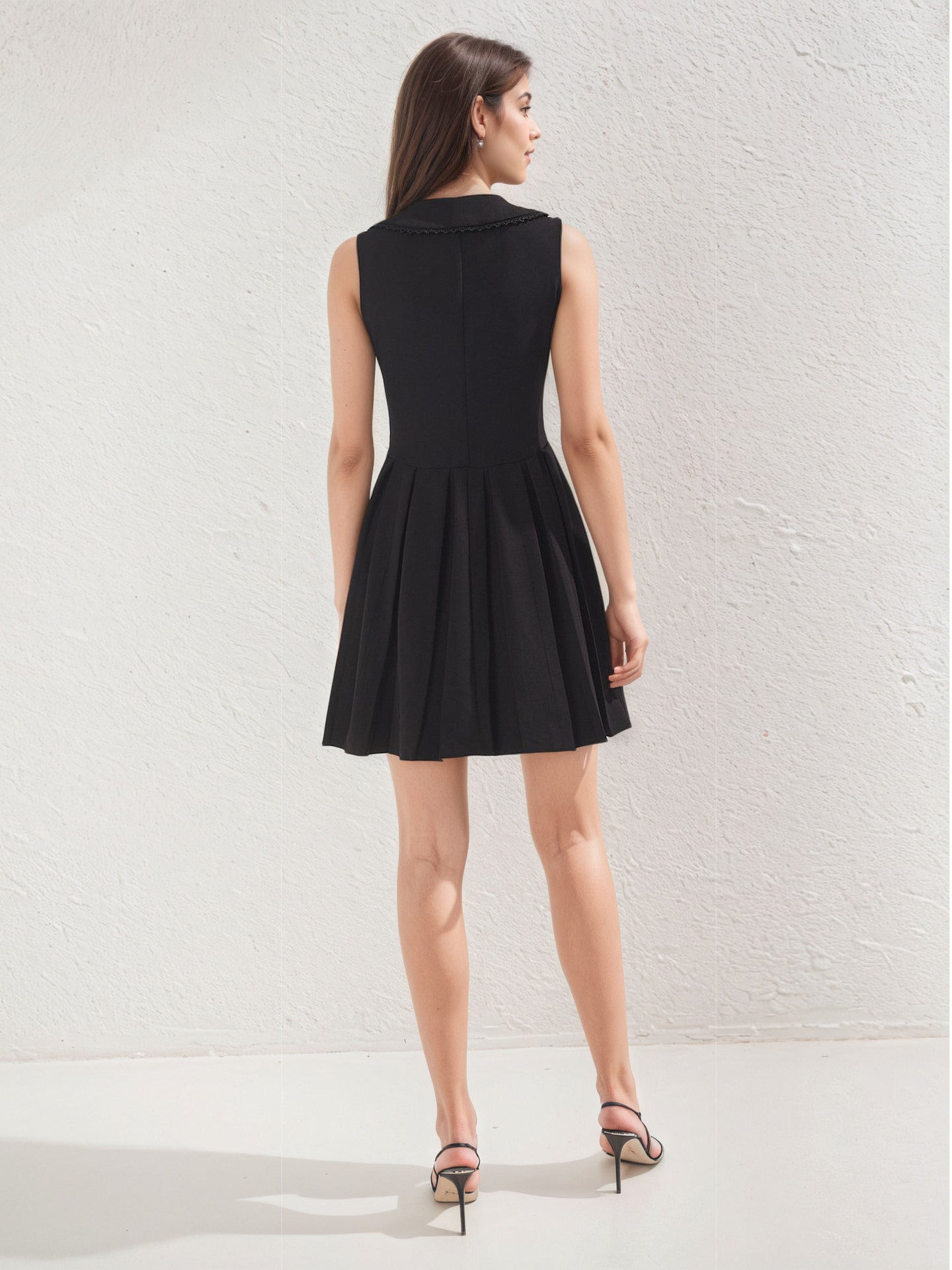 Black V-Neck Mini Dress