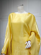 Shiny Satin Belted Maxi Dress