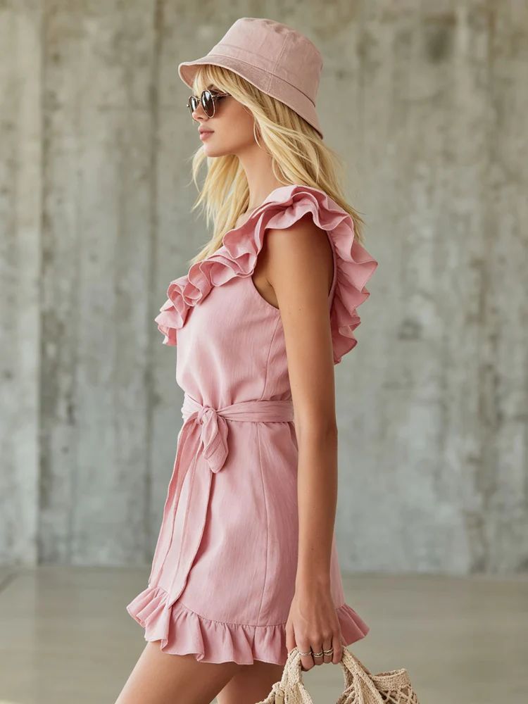 Off-Shoulder Ruffle Mini Dress