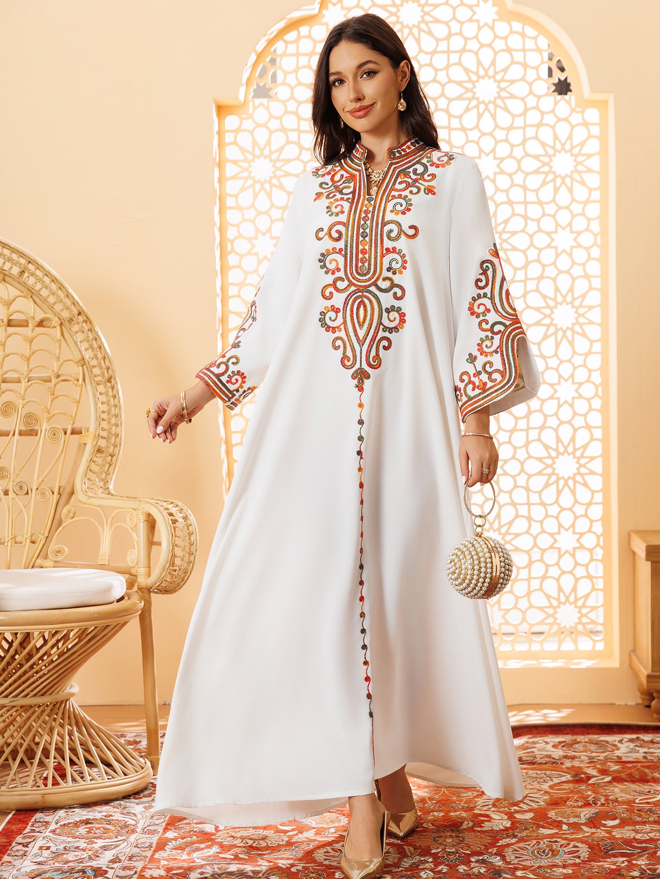 Embroidered Pullover Maxi Dress