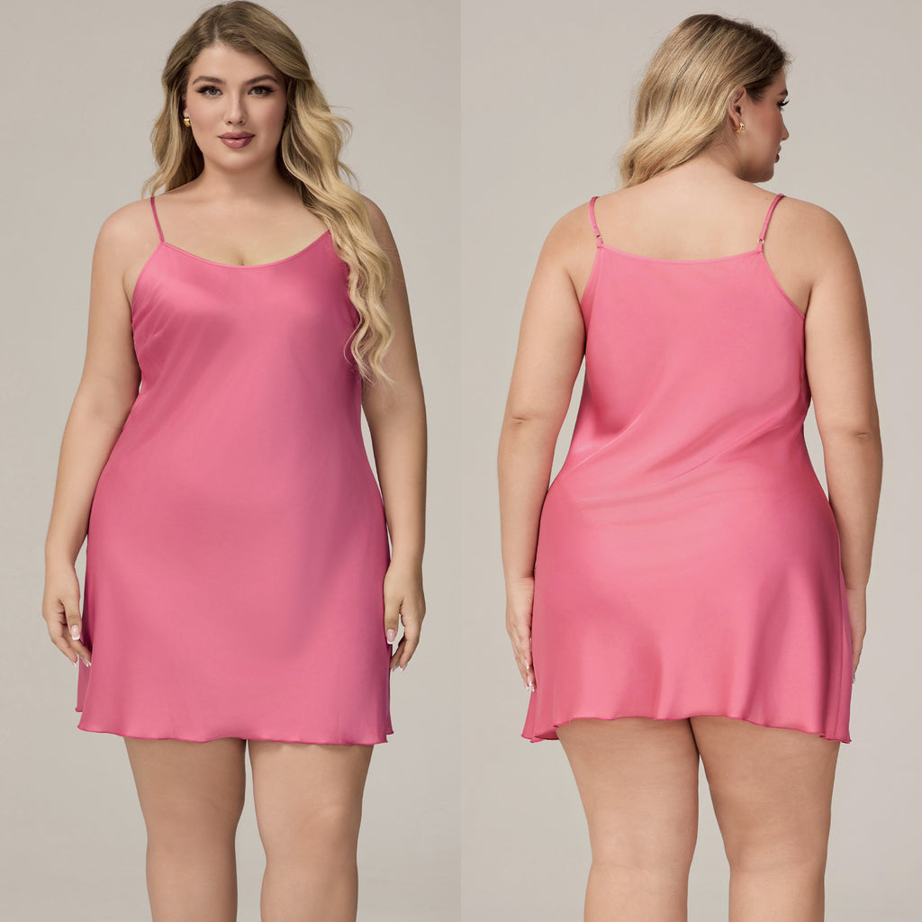 Satin Chiffon Strap Nightdress for Women, Sleeveless, Plus Size