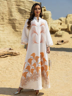 Embroidered Rhinestone Knit Maxi Dress