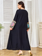 Round-Neck Embroidered Sequin Maxi Dress