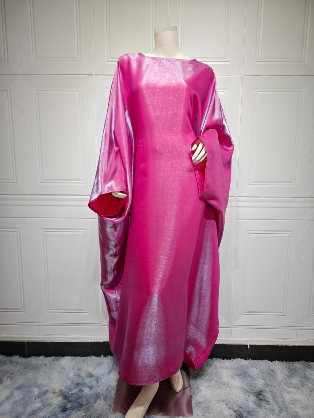 Shiny Satin Belted Maxi Dress