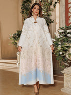 Embroidered Lace-Up Maxi Dress