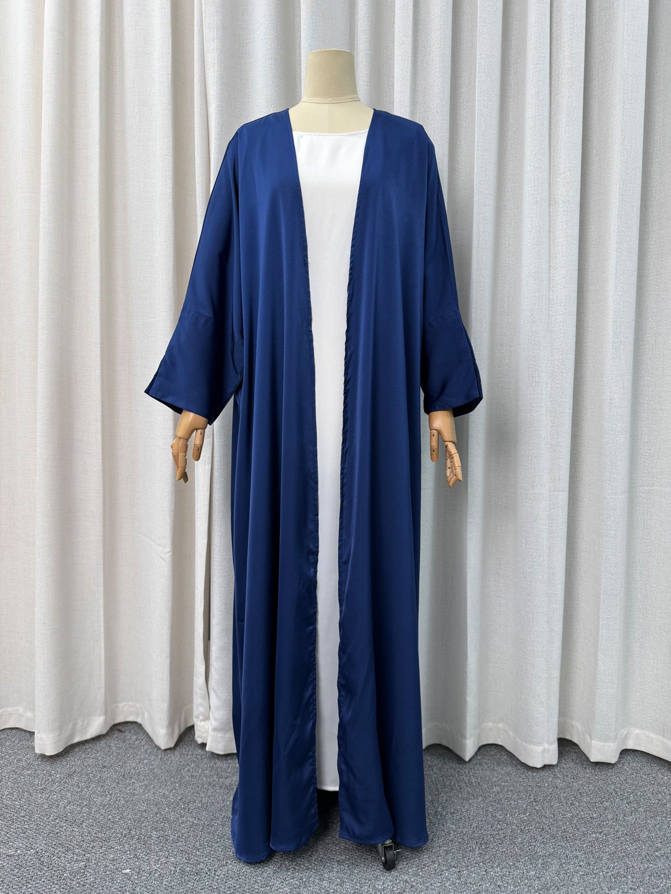 Navy Satin Cape Maxi Dress