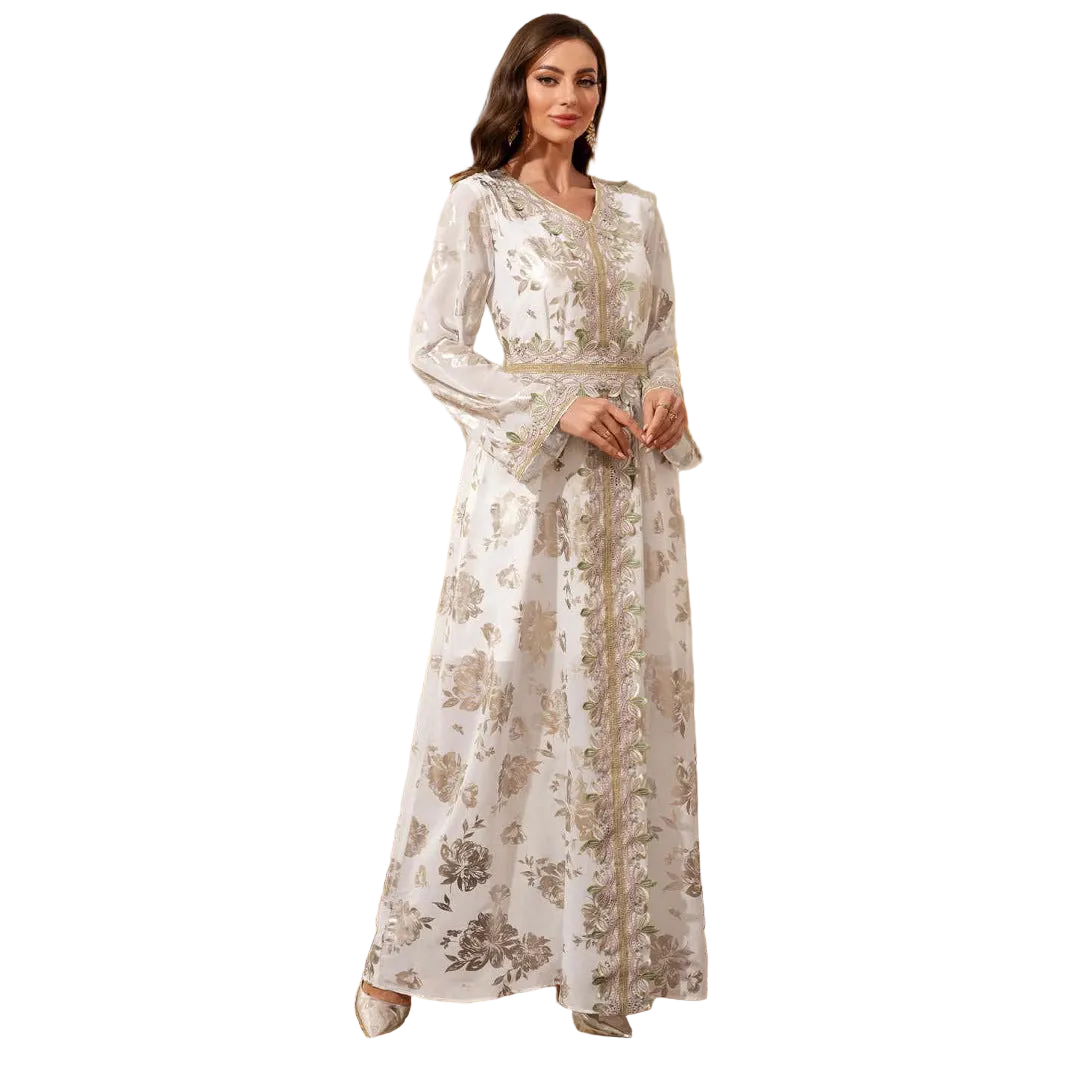 White Lace Chiffon Maxi Dress Imagen principal del producto