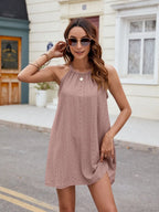 Eyelet sleeveless mini dress, feminine summer dress by Vilmere