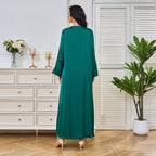V-neck long sleeved loose dress