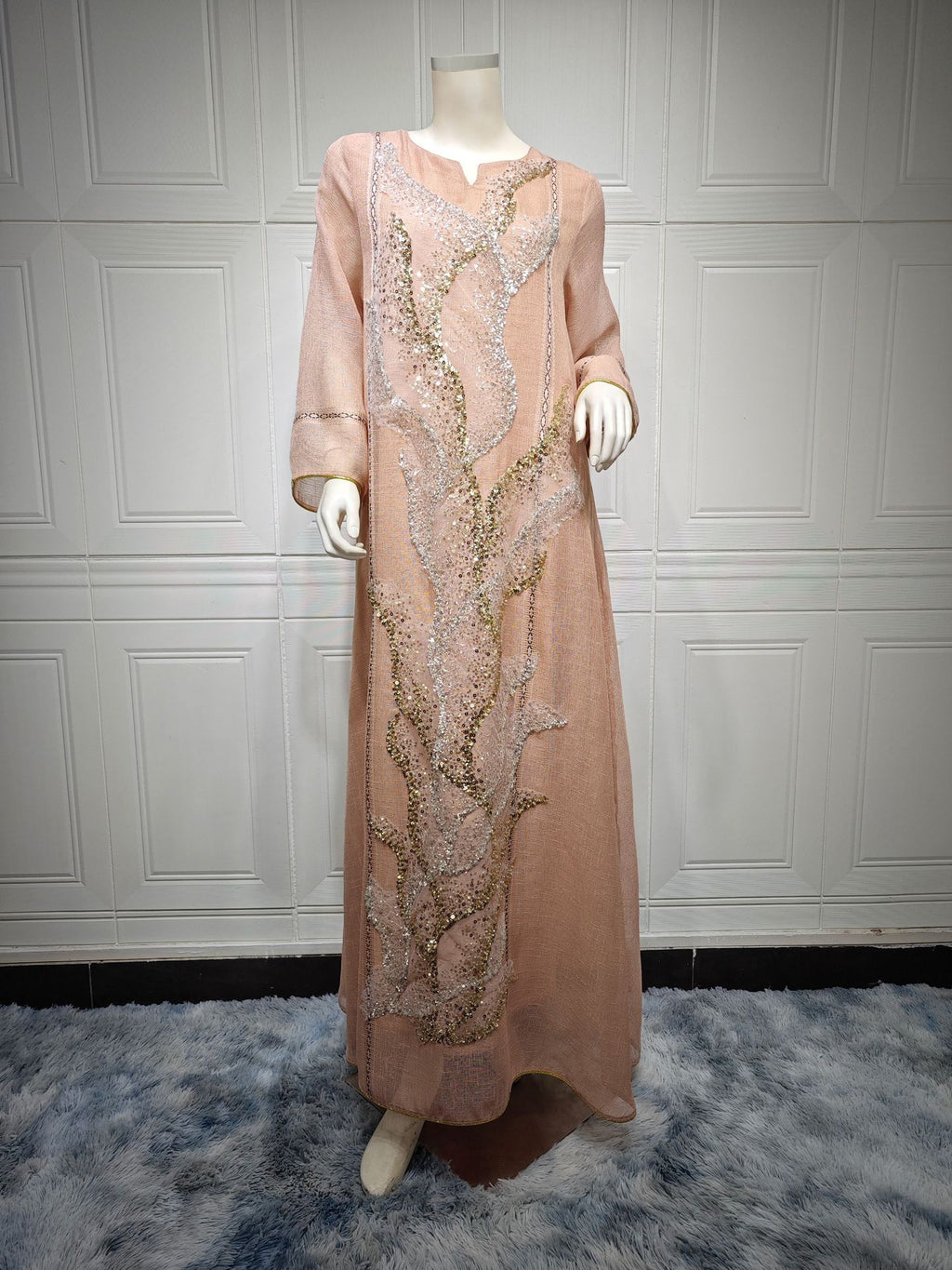 Sequin Mesh Maxi Dress