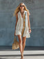 Striped V-Neck Sleeveless Shirt Dress for Women