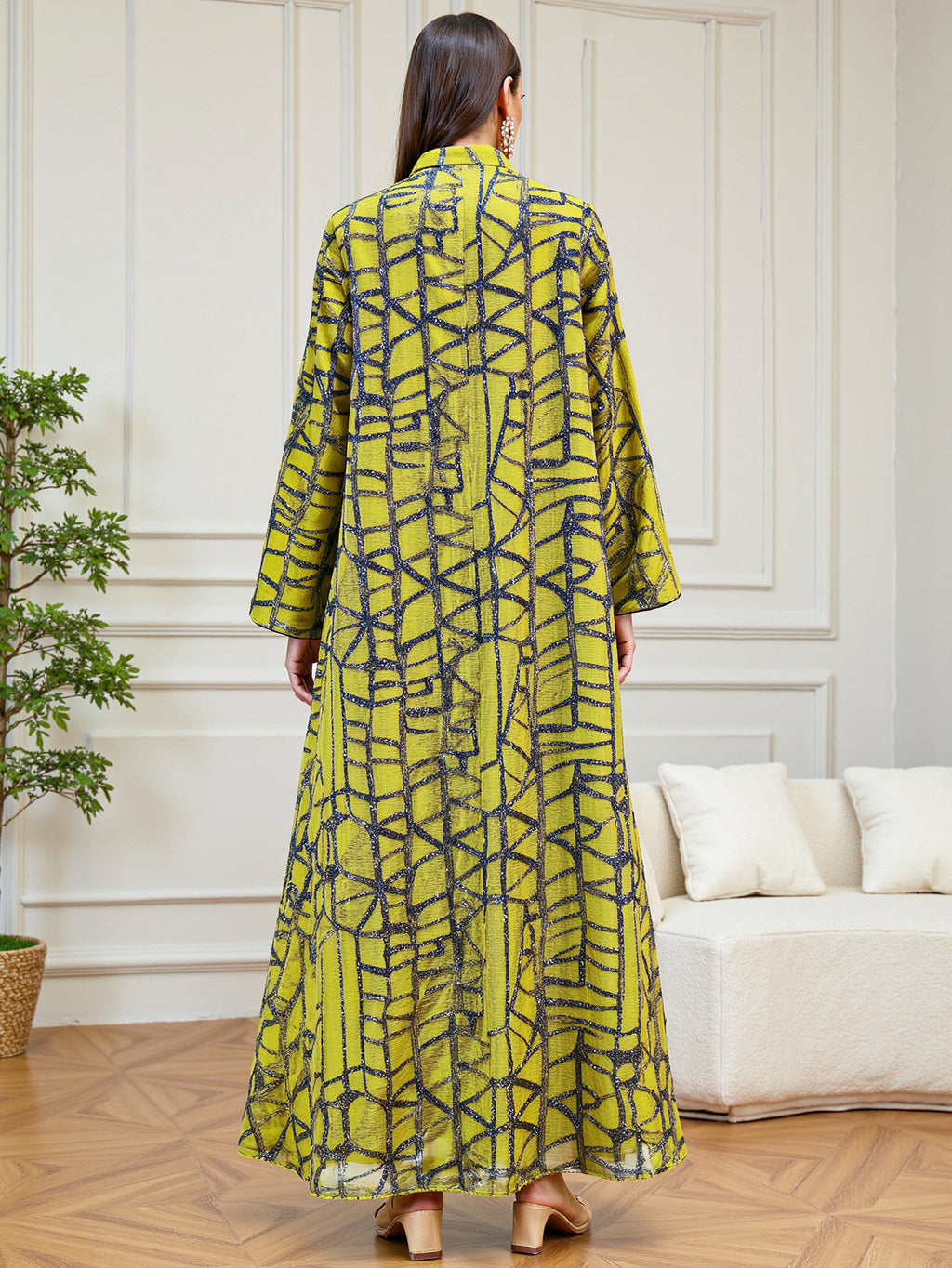 Yellow Sequin Tassel Maxi Dress