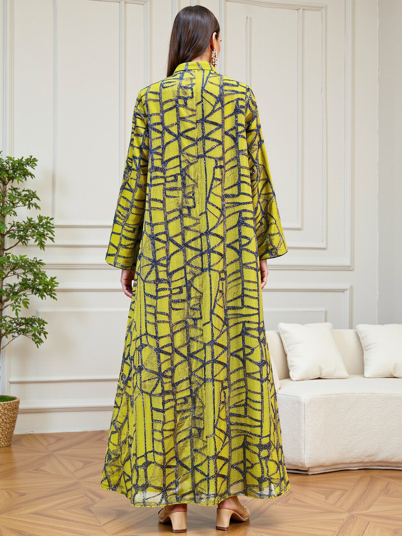 Yellow Sequin Tassel Maxi Dress