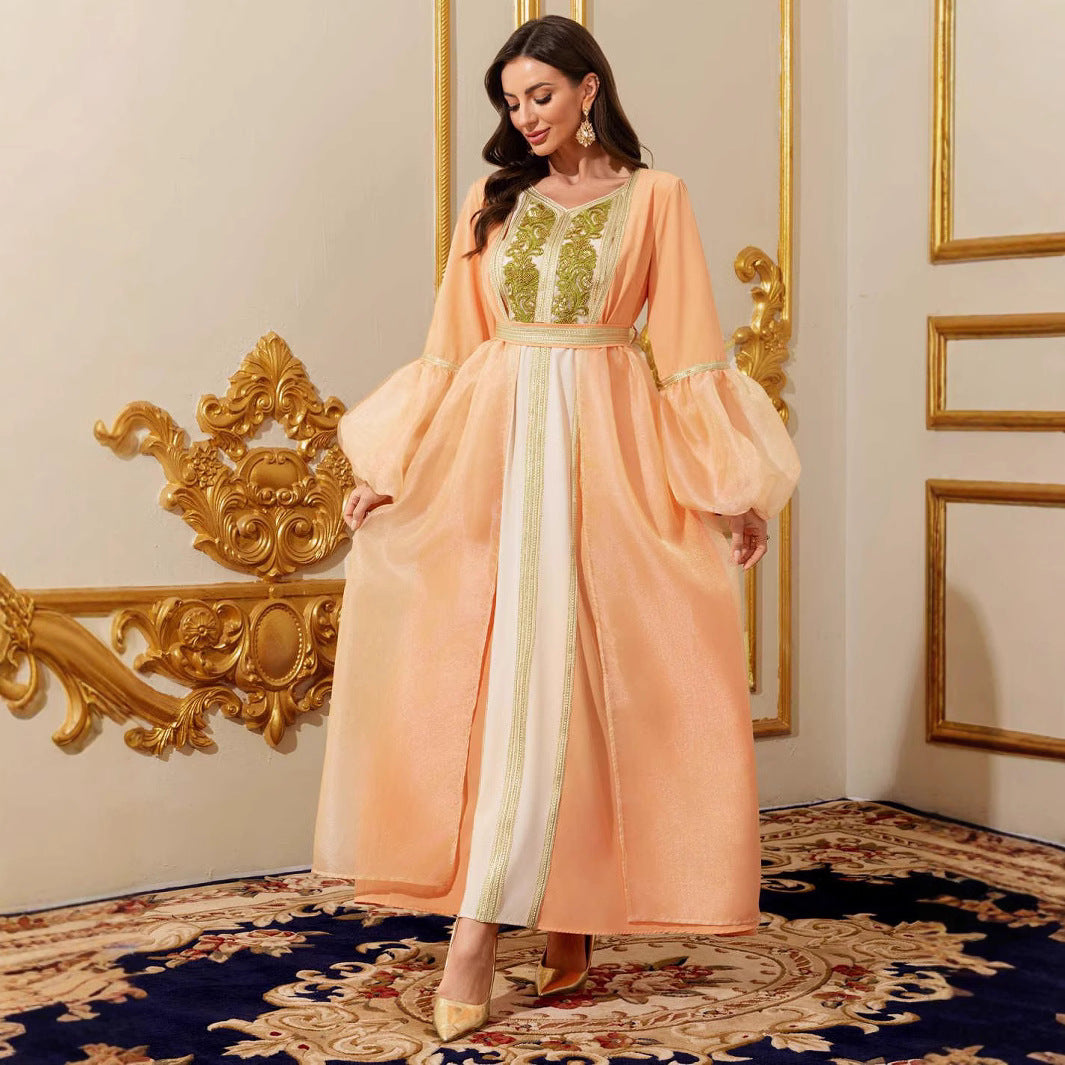 Orange Belted Robe Maxi Dress Secondary image