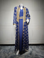 Embroidered Sequin Maxi Dress & Vest Set