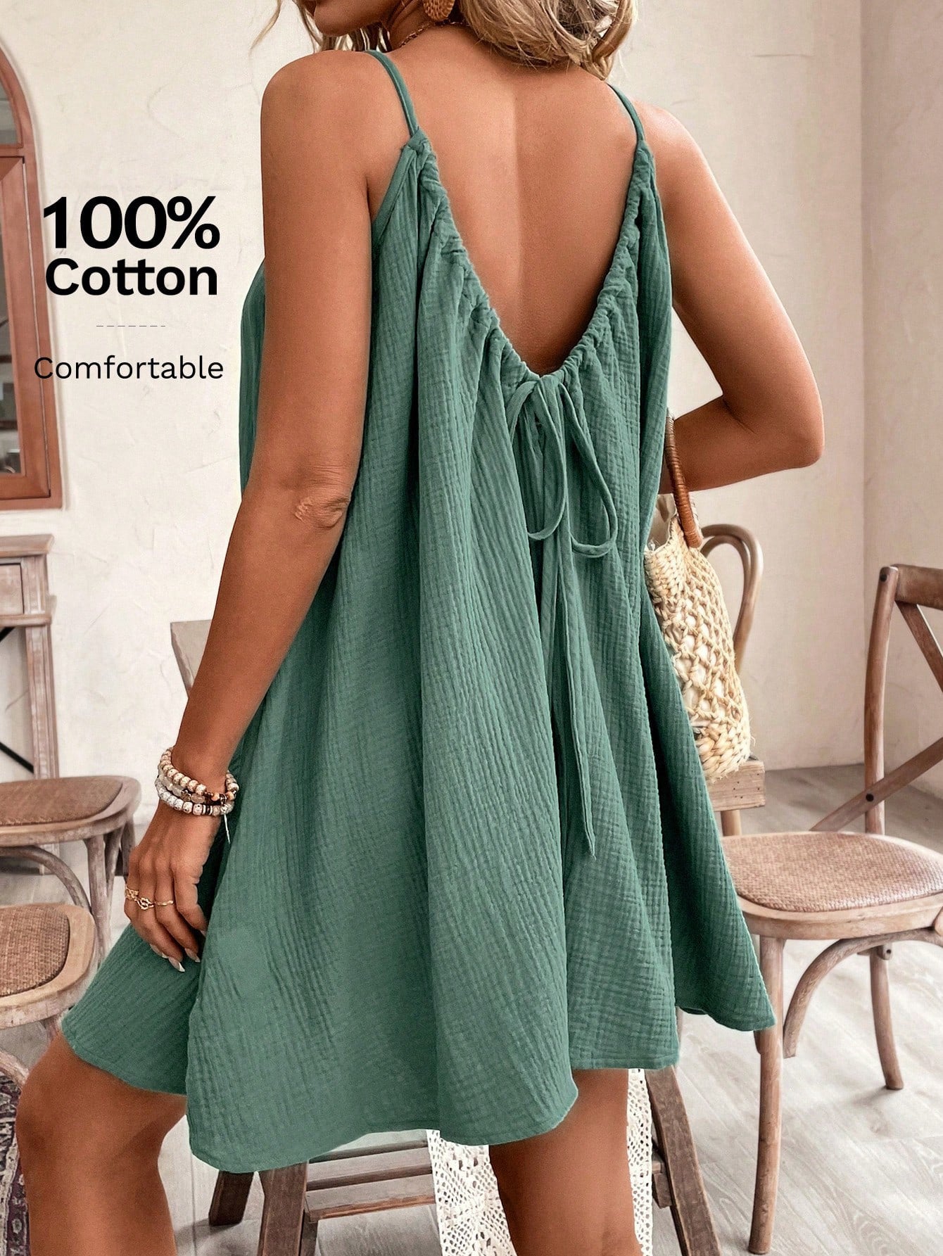 Backless Tie-Back Midi Dress