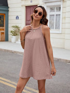 Eyelet sleeveless mini dress, feminine summer dress by Vilmere