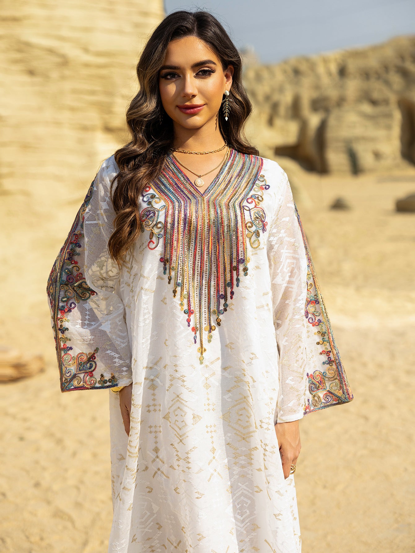 Embroidered Applique Maxi Dress