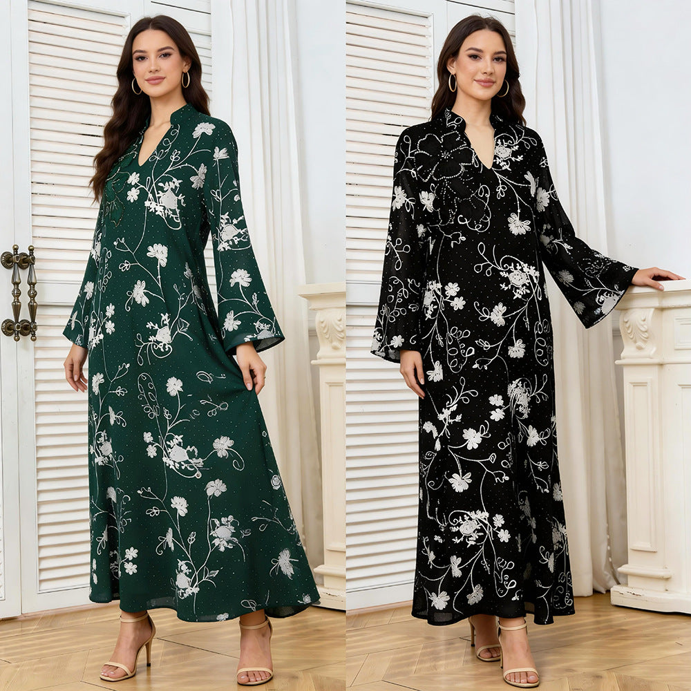 Embroidered V-Neck Maxi Dress Main image