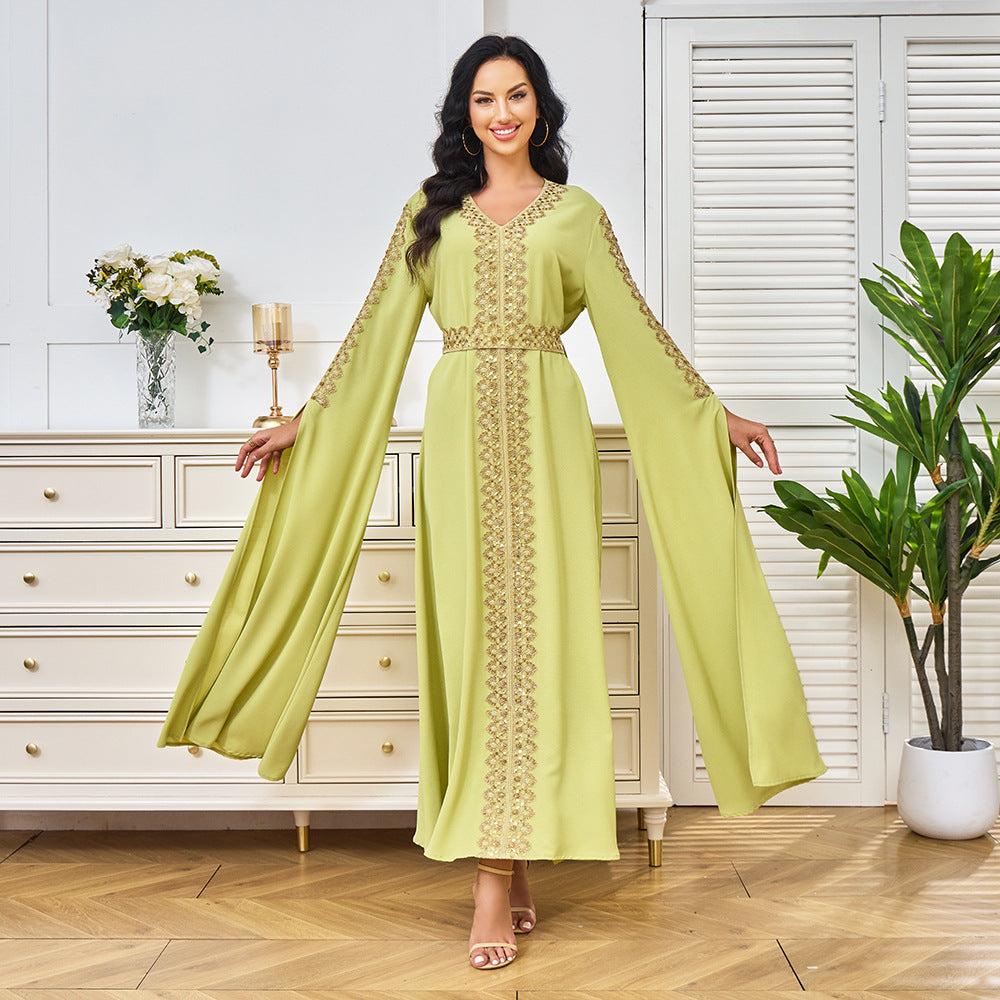 V-Neck Long-Sleeve Maxi Dress
