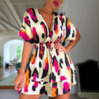 Printed Resort Mini Dress, Tie Back