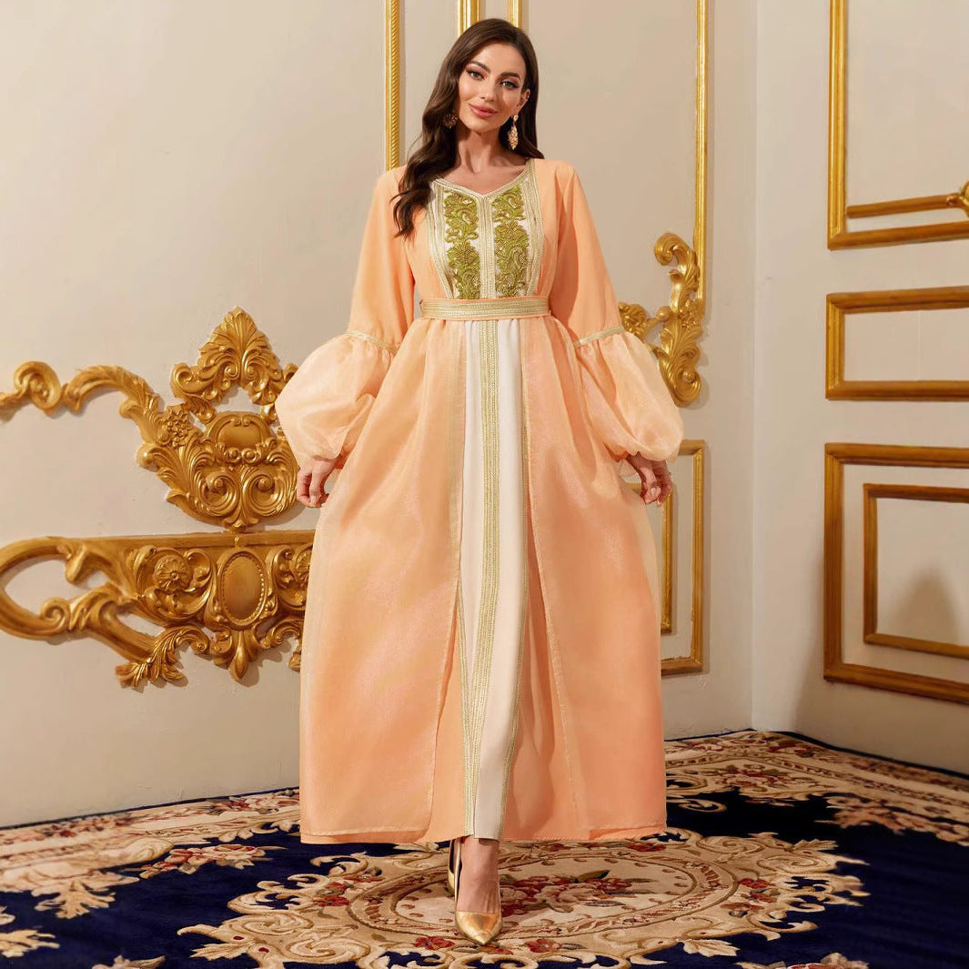Orange Belted Robe Maxi Dress