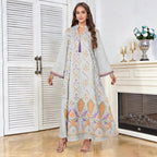 V-Neck Tassel Long-Sleeve Maxi Dress