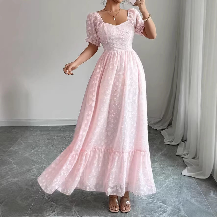 Pink Embroidered Maxi Dress, Plus Size