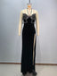 Diamond-Studded Strapless Backless Slit Maxi Dress for Women