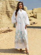 Embroidered Rhinestone Knit Maxi Dress