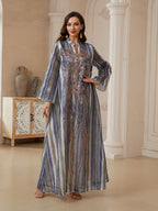 Mesh Sequin Embroidered Maxi Dress