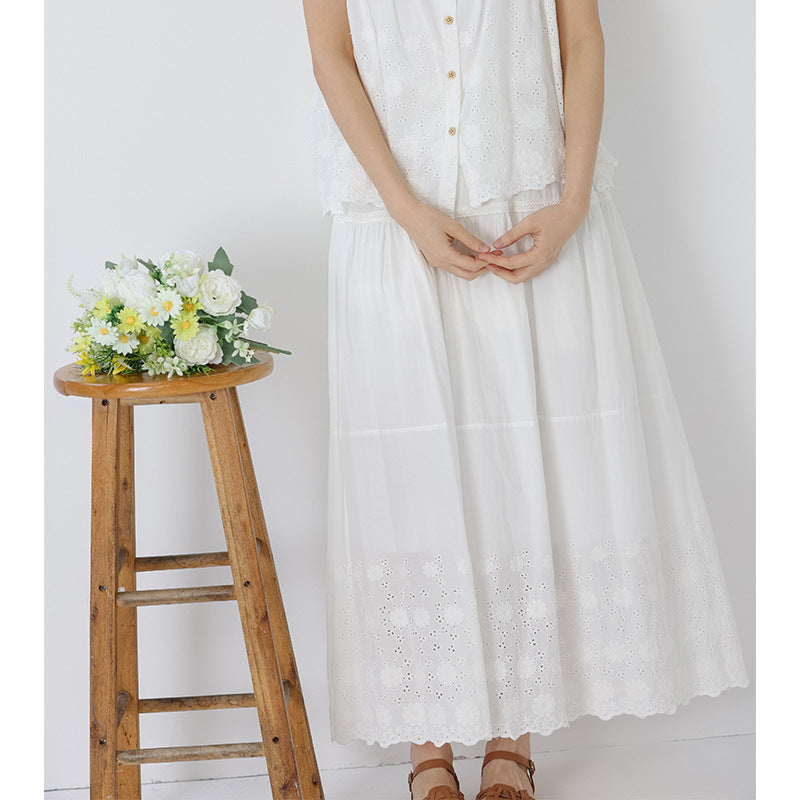 Double-Layered A-Line Maxi Skirt for Women, One Size