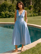Lace-Up V-Neck Maxi Dress for Women, Sleeveless