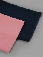 Cotton Jacquard V-Neck Bandage Dress, Pink and Navy