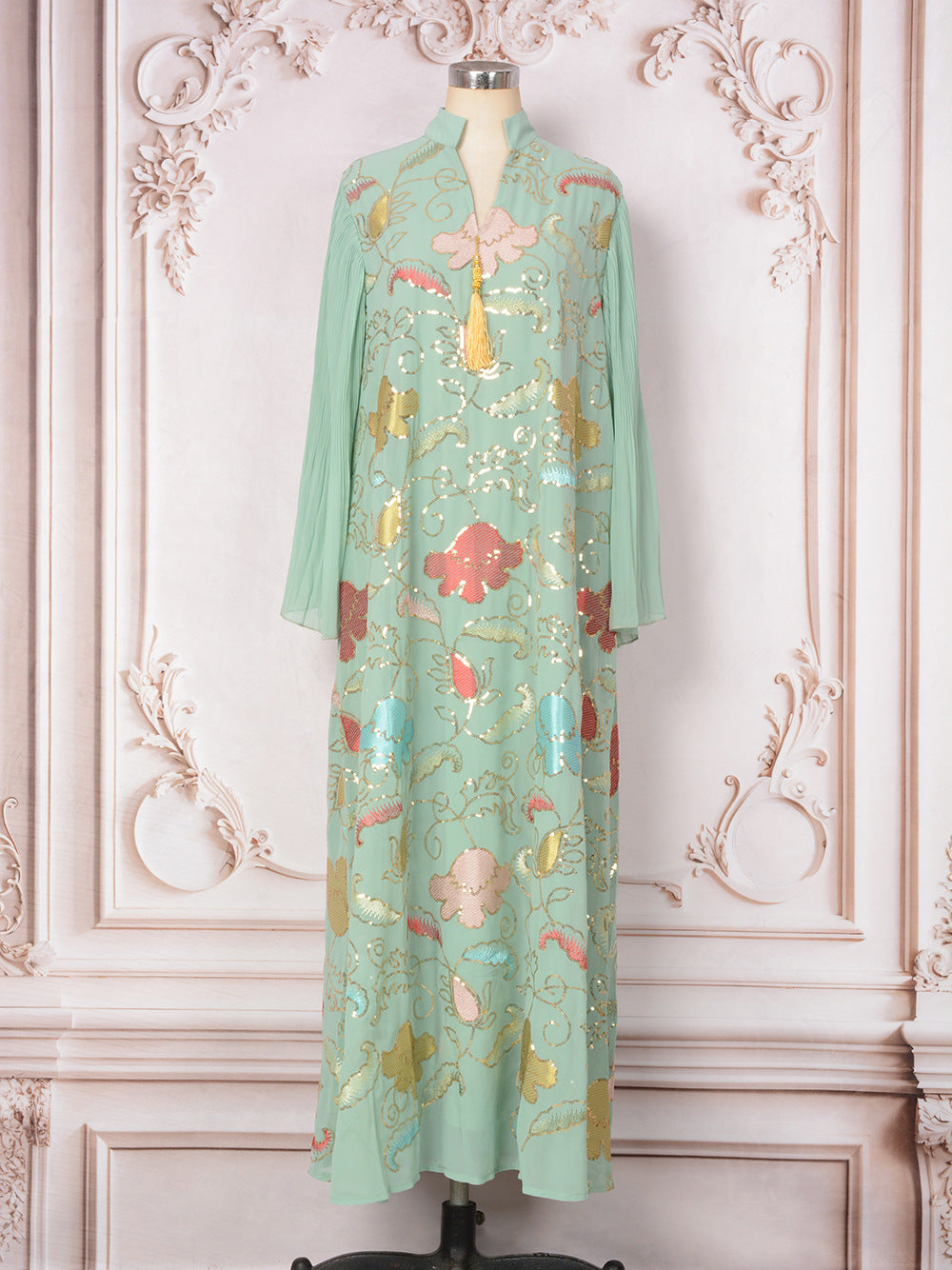 Embroidered bead tassel decorative long skirt
