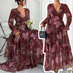 Floral Chiffon Maxi Dress, Plus Size